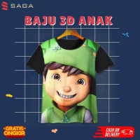 Kaos Full Printing - Baju Anak Boboiboy / Boboboy Leaf Smile Unofficial Unisex Untuk Usia 1 s.d 12 t