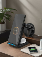【台灣公司 可打統編】三合一無線充電器適用華為p40pro手機p50pro華為mate60pro蘋果三星gt3pro手表watch4多功能立式底座快充支架