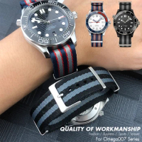 20mm High Quality Nylon WatchBand for Omega Seamaster DIVER 300M Speedmaster AT150 Commander Soft Canvas Fabric Watch Strap