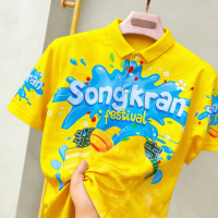 Songkran Polo Shirts, 3D Printed T-Shirts, Beautiful Design, Suitable for Celebrations Such as Songk