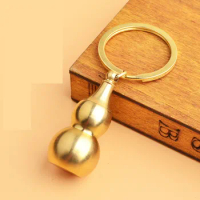 Brass Gourd Pendant Irregular Jar Keychain Hanging Necklace Jewelry Waterproof Pill Box Medicine Case Hollow Container Bottle