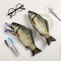 JIANWU Creative Simulated Salted Fish Pencil Case Large Capacity Pencils Pouch Bag Funny School Pencil Cases Stationery Supplies