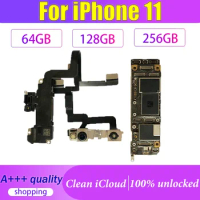 For iPhone 11 Motherboard 64GB/128GB/256GB Original Unlocked Mainboard For iPhone 11 Logic Board With Face ID Good Working