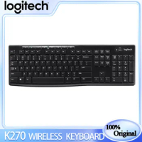 Logitech K270 Wireless Keyboard for Windows 2.4 GHz Wireless Full-Size 8 Multimedia Keys 2.4GHz USB Computer Wireless Keyboard