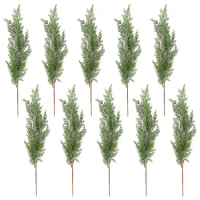 10Pcs Artificial Long Stem Cedar Branches Fake Greening Pine Branch Garland Christmas Decoration and Home Garden Decoration