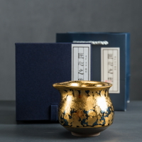 金油滴鎏金建盞公道杯分茶器倒茶杯單個茶海茶壺陶瓷功夫茶具配件
