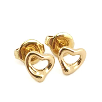 【Tiffany&Co. 蒂芙尼】18K玫瑰金-迷你OPEN HEART心型耳環