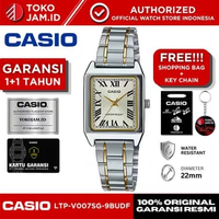 Jam Tangan Wanita Casio LTP-V007SG-9BUDF Original Analog Gold Silver Stainless Steel Classic Elegant
