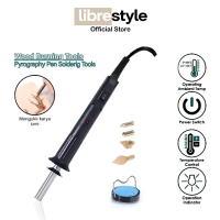 YIHUA 930-III Wood Burning Tool Pyrography Pen Soldering Tools - Solder Tangan + 4 Mata Solder Ukir 