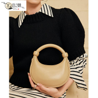 【台灣公司貨】春夏新款牛皮月牙包女單肩包包氣質手提包真皮女包鏈條斜挎包