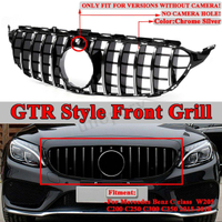 AMG GT กันชนหน้ารถ Grille Grill Silver ABS ด้านหน้าสำหรับ Benz W205 C200 C250 C300 C350 2015-2018