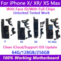 Unlocked Motherboard Clean iCloud For iPhone x/xr/xs Motherboard With Face ID 64G 128G Support iOS Update Logic Xs Max Board