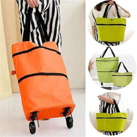 Folding Shopping Pull Cart Trolley Bag With Wheels Reusable Shopping Bags Big Capacity Bags Food Organizer Vegetables Bag