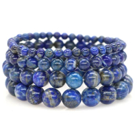 4 6 8 10 MM Beads Natural Stone Stretch Bracelet Healing Crystal Lapis Lazuli Bangle Yoga Gem Jewelry Gift Women Men Wholesale