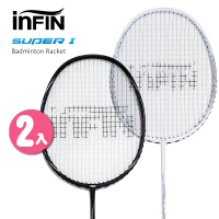 iNFiN 二入組 羽毛球拍 SUPER 1 碳纖維羽拍贈拍袋 羽球拍(送握把布４入)