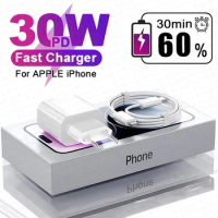 Original 30W Type C Charger For APPLE iPhone 12 13 11 14 Pro Max Plus Mini Fast Charging XR X XS Lightning Cable iPhone Charger