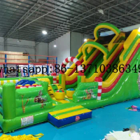 Commercial rental large bouncy castle trampoline slide combination