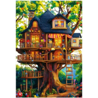[COD] Puzzles for Adults 1000 Pieces, Fantasy Tree of Life Jigsaw Puzzles, Tree House Plant Challeng