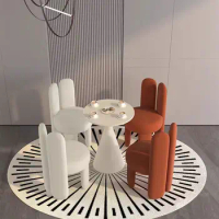 Cream Rabbit Velvet Lounge Dining Chair Accent Chair