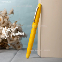 【HOT stock Fountain pen】 Cheap Hongdian C3 Metal Fountain Pen Natural Oil Painting Series 5# EF F Bl