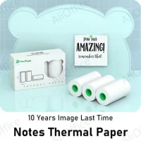 Peripage Mini Printer Paper Sticker Self-Adhesive Thermal Paper colorless Sticky Paper for A6 Printer NO BPA 3 Roll Box Pack