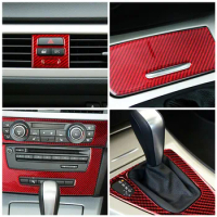 Red Carbon Fiber Car Interior Modification Stickers Cover Trim Strips For BMW 3 Series E90 E92 E93 Car Styling Inner Accessories