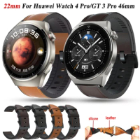 22mm Smart Watch Strap For Huawei Watch GT 3 Pro 46mm/Watch 4 Pro Bracelet Sport Silicone Leather Huawei GT 4 3 2 46mm Watchband