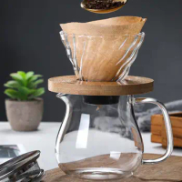 Pour Over Coffee Maker Coffee Glass Hand Brewed Pour Over Pot Maker Glass Coffee Server with Stainless Steel Lid for Water