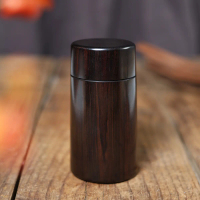 Multifunctional exquisite storage jar, large tea jar made of solid sandalwood, travel portable stora