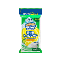 日本SC Johnson莊臣-拋棄式馬桶刷清潔組專用含濃縮洗劑替換刷頭補充包-檸檬香(黃)新藍12入(本品不含刷柄和刷架)