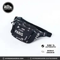 Tas BALENCIAGA ALL OVER TEXT WHITE BLACK WAIST BAG 100% ORIGINAL 27X5X18CM