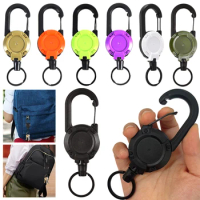 ID Badge Holder with Belt Clip Anti-theft Tactical Keychain Telescopic Keychain for Camping Hiking Fishing Or As A Key Organizer