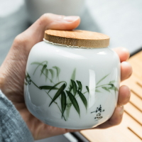 青花瓷手繪茶葉罐陶瓷密封罐便攜茶葉罐小號包裝裝飾擺件中藥茶倉