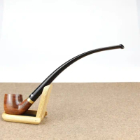Classic 23cm Long Smoking Pipe 3mm Metal Filter Rosewood Tobacco Pipe Bent Smoke Pipe Wooden Smoking Tool