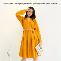 RED Letizia Dress 1014/Dress V-Neck Babydoll Kekinian/Terusan Casual Crinkle/Gaun Simple A-Line Airf