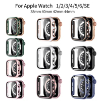 Glass+Case Full Cover For Apple Watch Case Series 6 SE 5 4 3 2 iWatch Case Accessor 44mm 40mm 42mm 38mm Protector Apple Watch