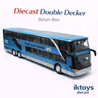 diecast bus miniatur bis tingkat double decker besi Biru