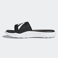 【adidas 愛迪達】男鞋 拖鞋 休閒 運動 游泳 ALPHABOUNCE BASKETBALL SLIDES 黑白 BA8775