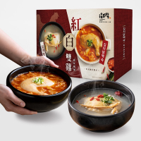 涓豆腐 紅白雙雞禮盒(韓式泡菜雞湯600g+韓式人蔘雞湯600g)