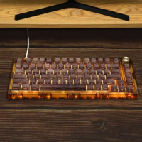 ECHOME Imitation Woodgrain Keycap Set PBT Keyboard Cap Side-engraved Translucency Cherry Profile Key Cap for Mechanical Keyboard