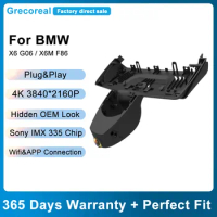 Grecoreal Dash Camera Car Dashcam for BMW X6 G06 2020 2021 2022 2023 OEM Front Rear Dual Dash Cam 4K Wifi Car DVR Plug Play