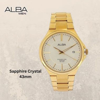 Alba Prestige AS9B36 AS9B36X1 Sapphire Glass 43mm Gold Quartz Original Jam Tangan Pria
