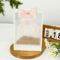 全城熱賣 - 小禮品袋透明伴手禮手提袋大號禮袋高級感禮物包裝盒子空定制批發禮袋+粉色魚尾紗 收藏加購送賀卡小號 18*8*26CM