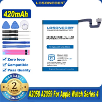 100% Original LOSONCOER A2058 A2059 420mAh Battery For Apple iPhone Watch Series 4 Gen S4 GPS 40mm 44mm