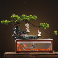 新中式創意假山流水魚缸風水招財加濕器辦公室桌面店鋪開業送禮品