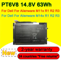 PT6V8 Battery For DELL For Alienware M11x M14x R1 R2 R3 Series Laptop T7YJR 8P6X6 08P6X6 P18G P18G001 14.8V 63Wh High Quality