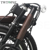 TWTOPSE Handmade Leather Bike Handle Post Protector Cover For Brompton Folding Bicycle M S Stem Cover 3SIXTY PIKES With Wax Rope