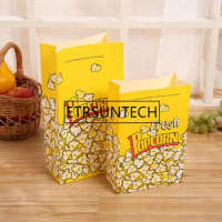 500pcs Paper Popcorn Bag For Wedding Party Kids Birthday Oil Proof Carton Paper Popcorn Container With Film Food Bag
