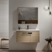 Modern Wall Mounted Vanity Mirror Bathroom Cabinet Set Wash Basin Sink Factory Wholesale