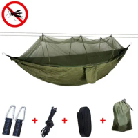 Portable Outdoor Camping Leisure Double Mosquito Net Hammocks Garden Travel Tourist Nature Hike Sleeping Hanging Hammock Swing